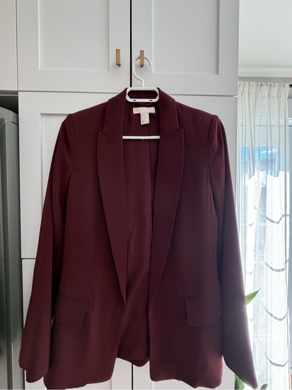 H&M Wine Red Women's Blazer - Tailored Open Front